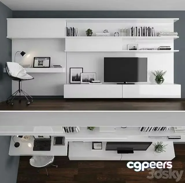 3ds Max Free – TV stand set 027