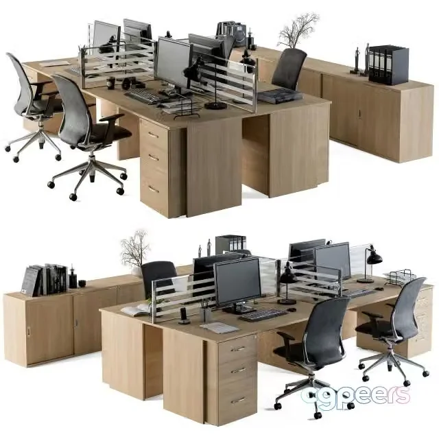 3ds Max Free – Office Furniture – employee Set 08