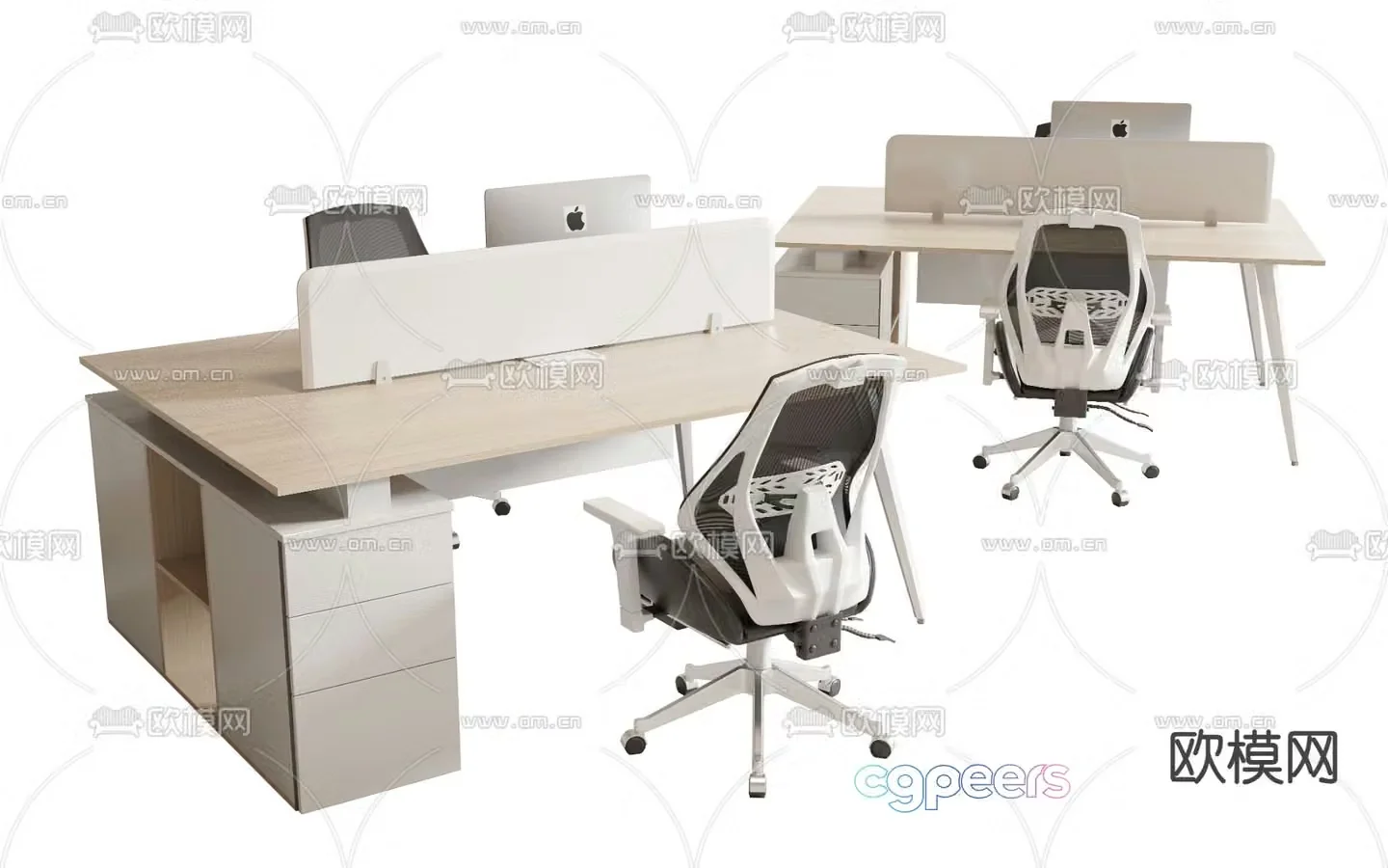 Card space desk workstation staff table 3D model