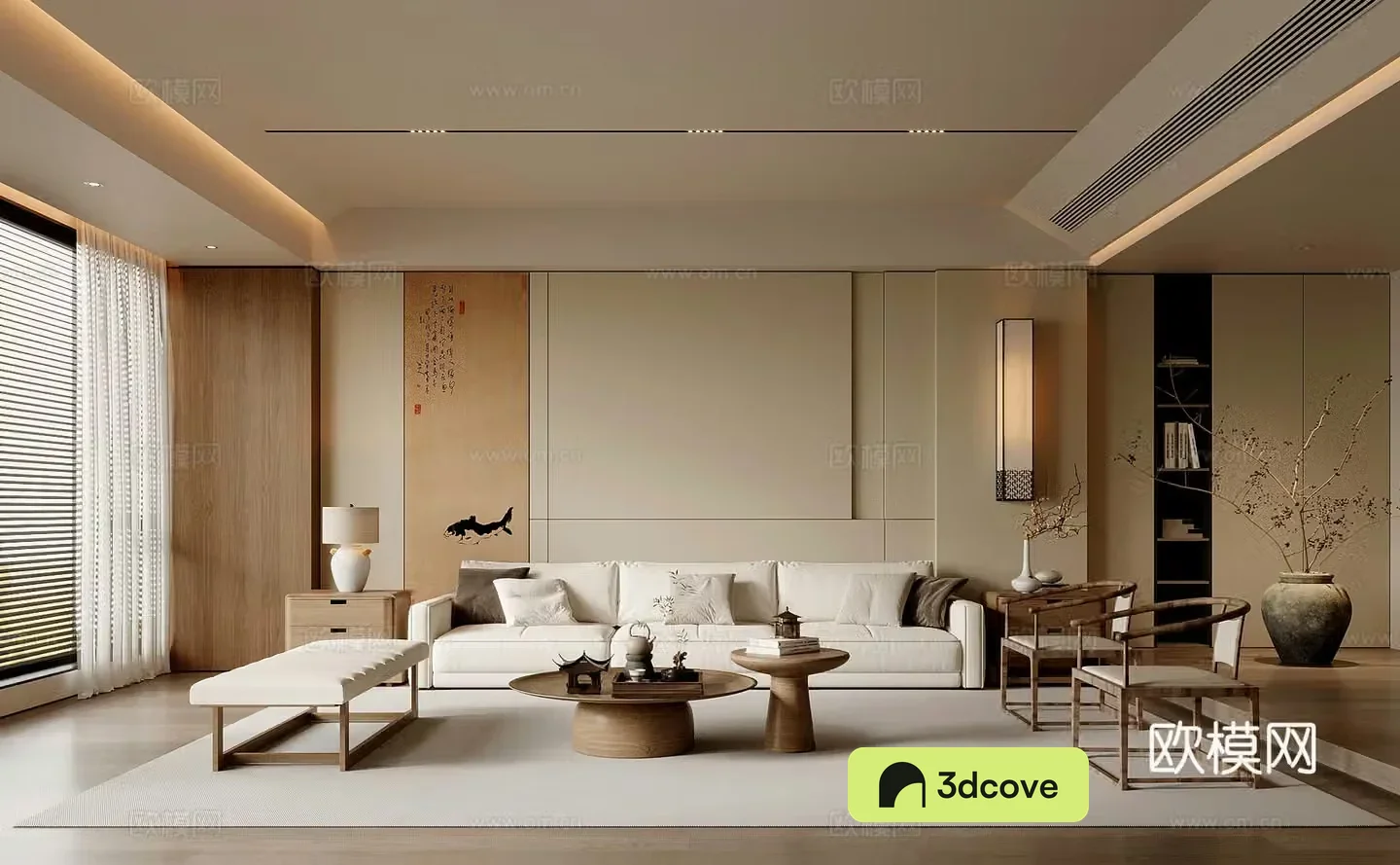 Song style living room sofa background wall sofa coffee table combination