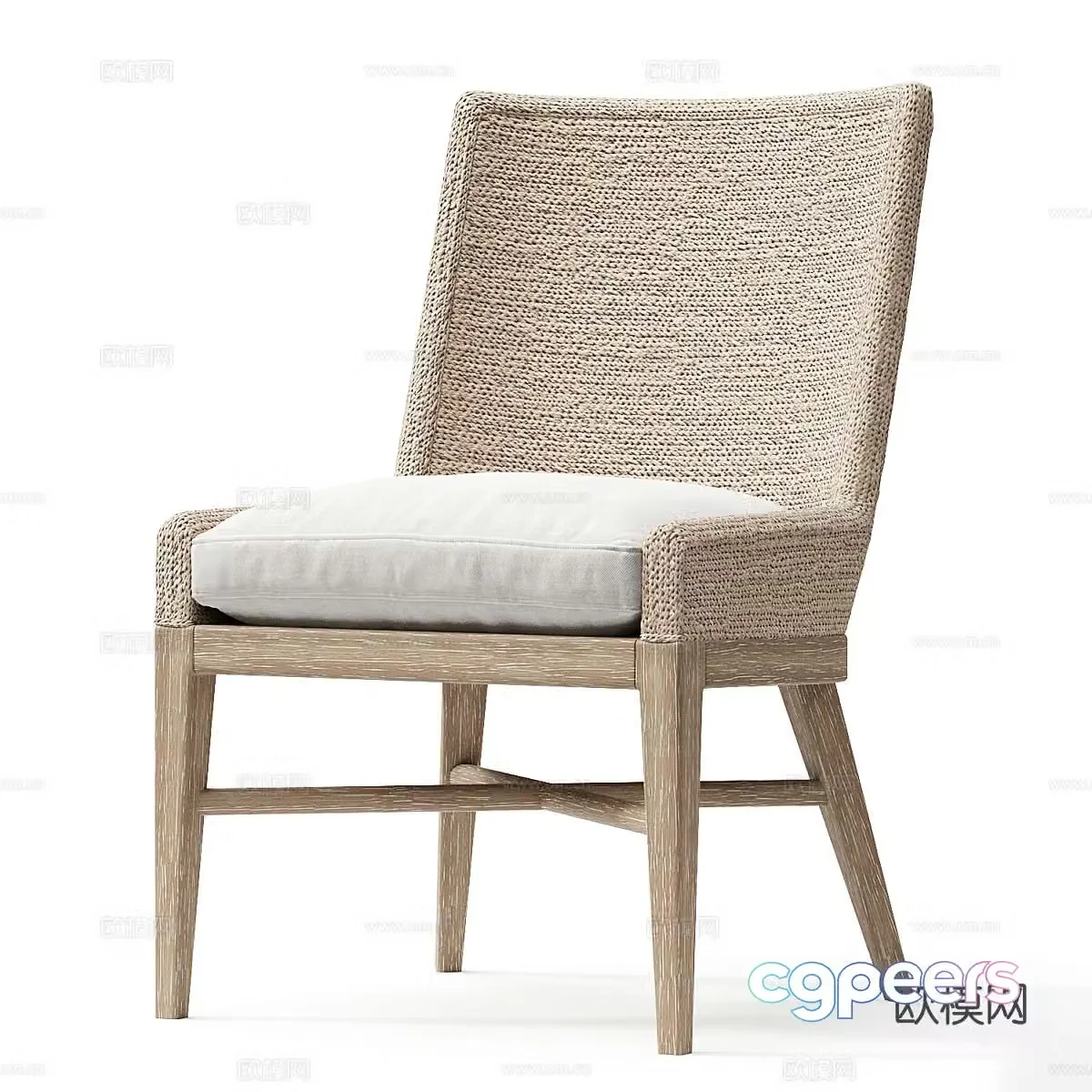 New Chinese style outdoor chair woven single chair dining chair 3d model