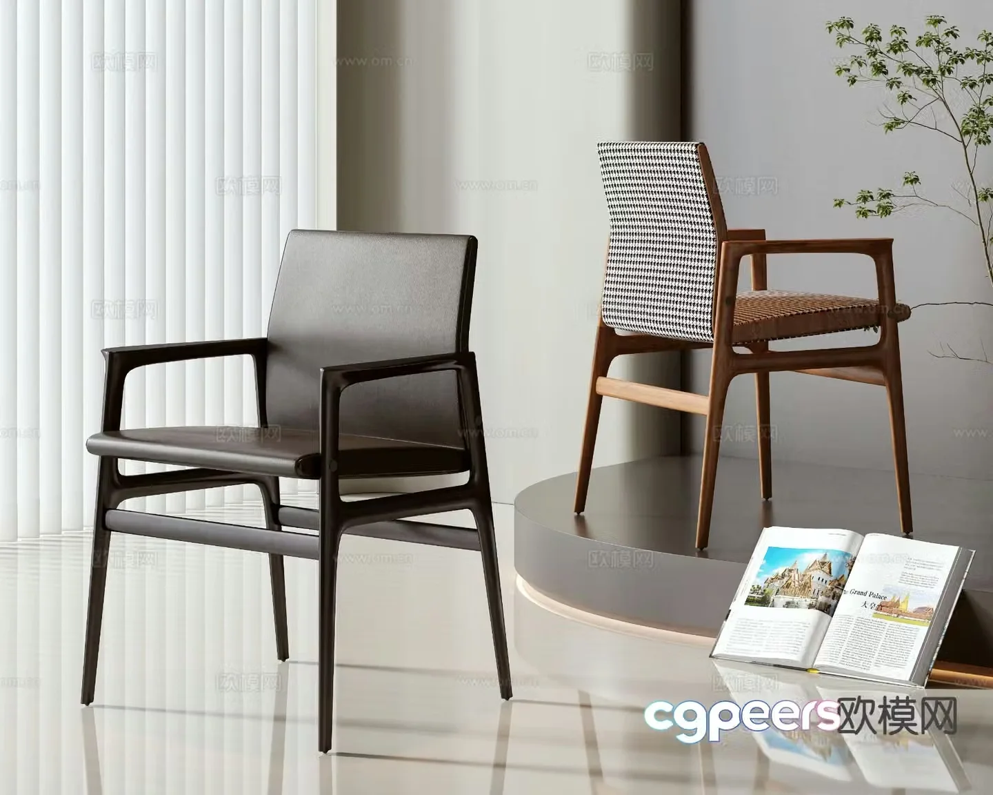 Modern single chair dining chair 3d model