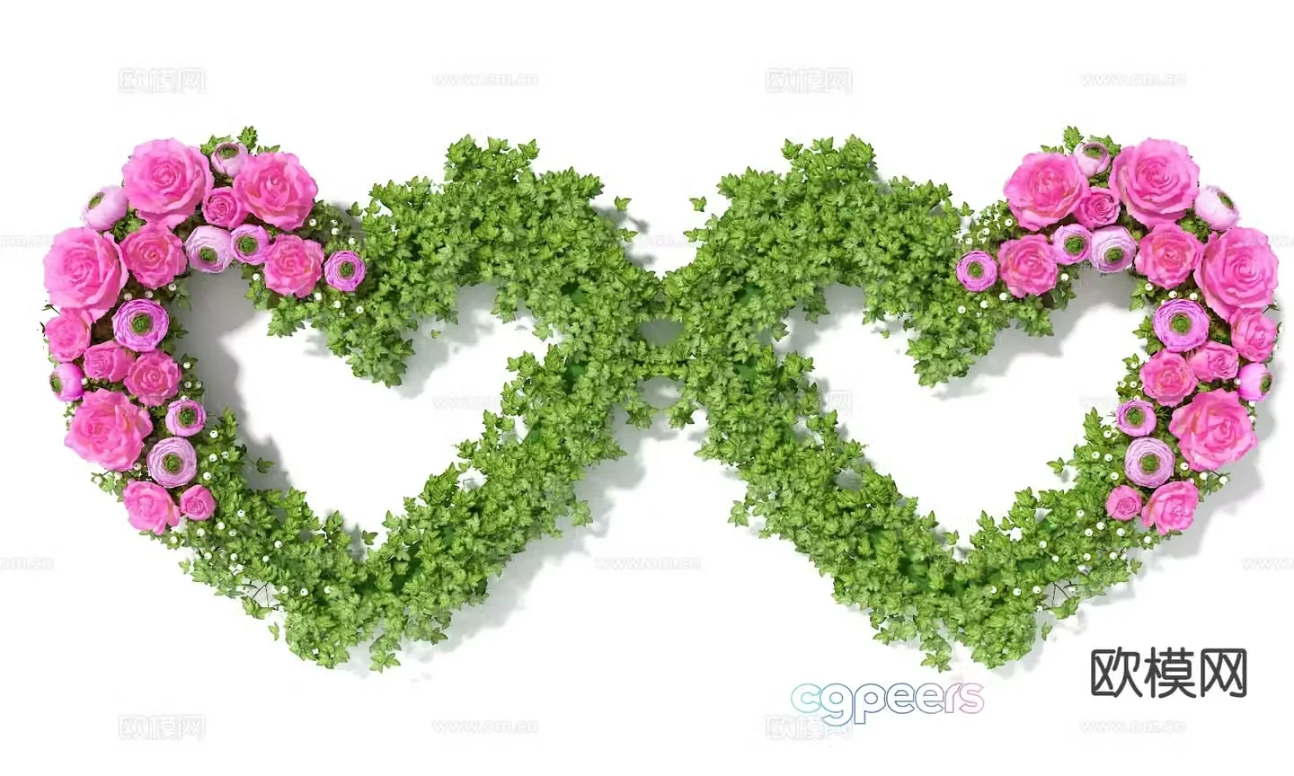 Rose wall decoration plant love wall decoration plant wall 3D model