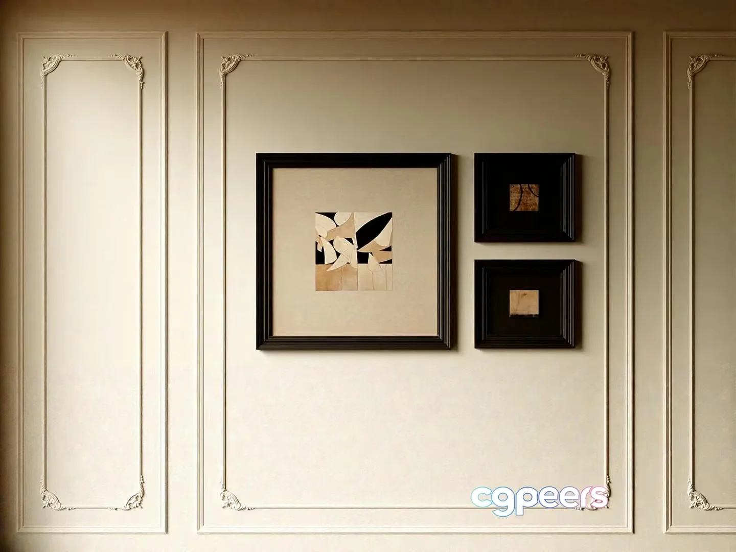 A Wall With Framed Pictures 3D Model – 1348 – VRAY Render