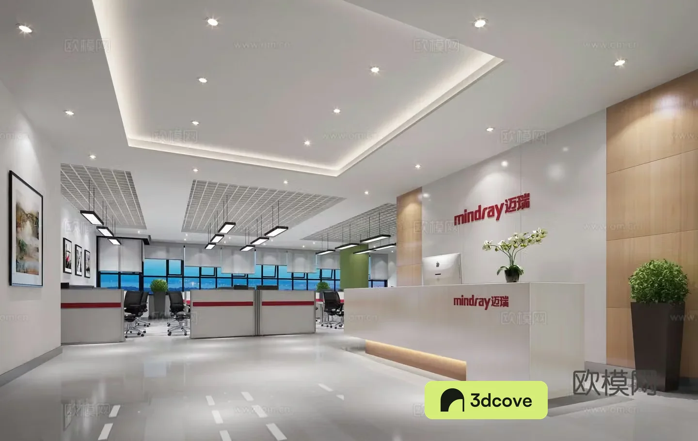 Modern technology company front desk reception hall