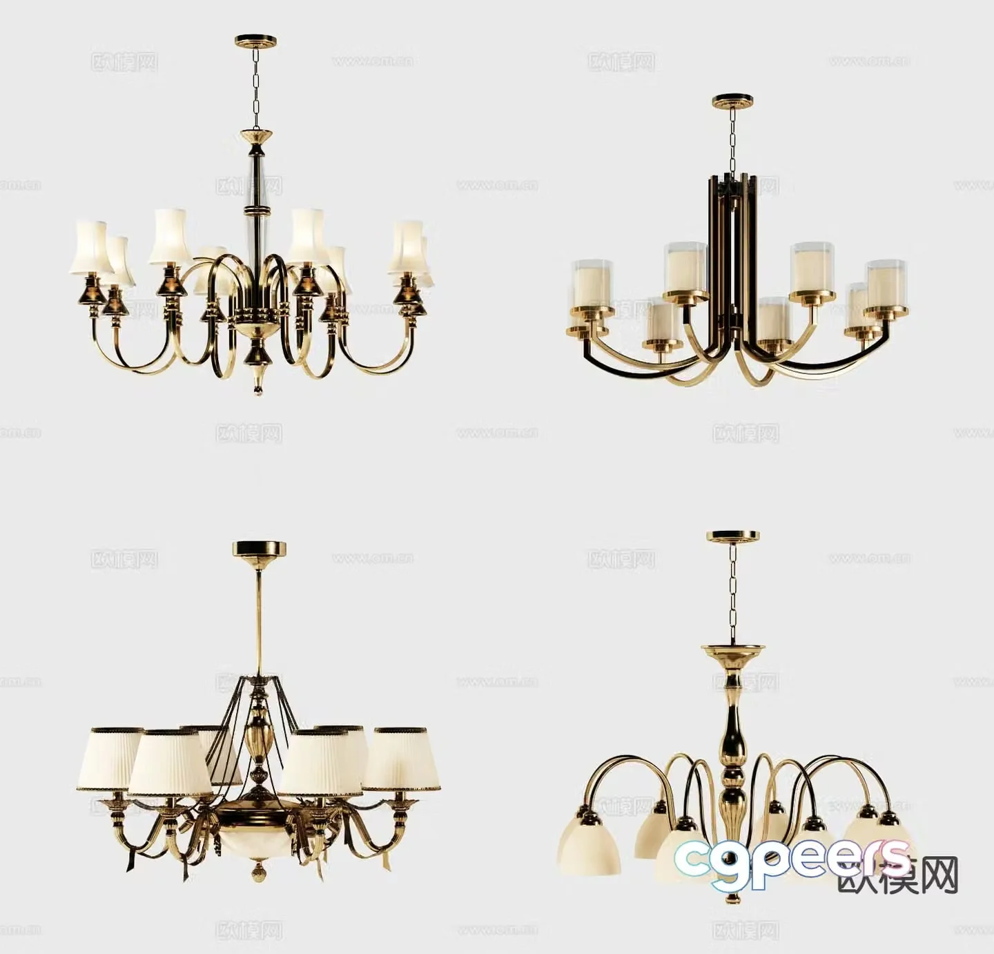 American chandelier multi-head chandelier 3d model