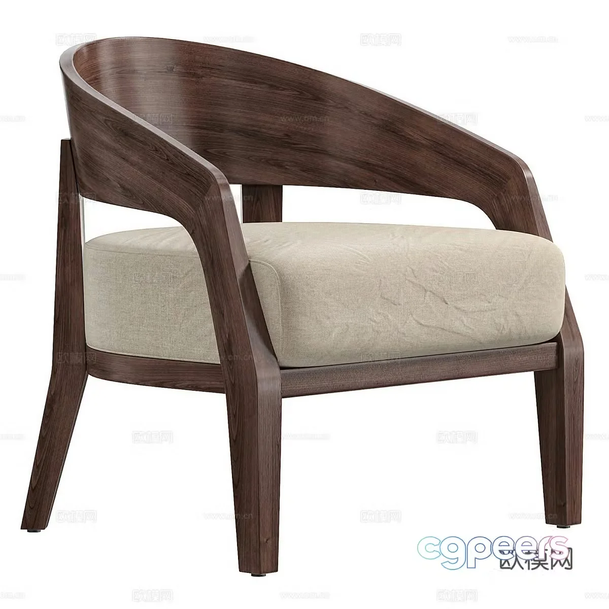 Middle-aged leisure chair Middle-aged single chair Courtyard leisure chair Solid wood leisure chair B&B single chair Wasabi 3d model