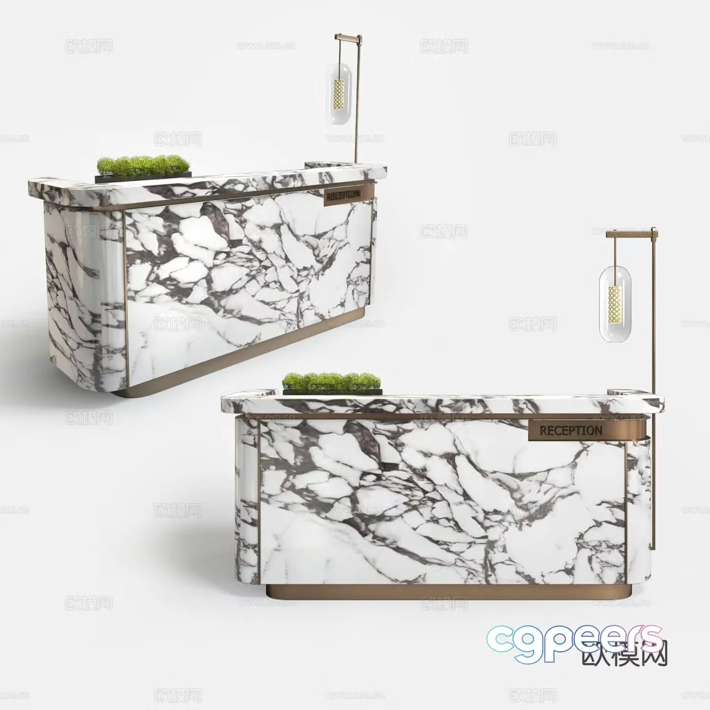Modern front desk reception desk service desk 3d model