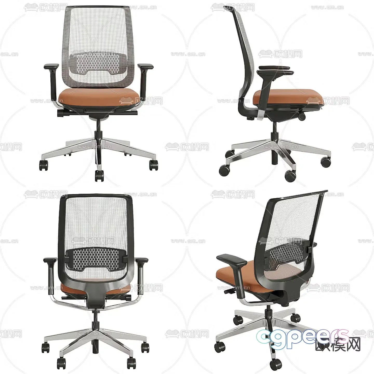 Mesh office chair staff chair 3d model