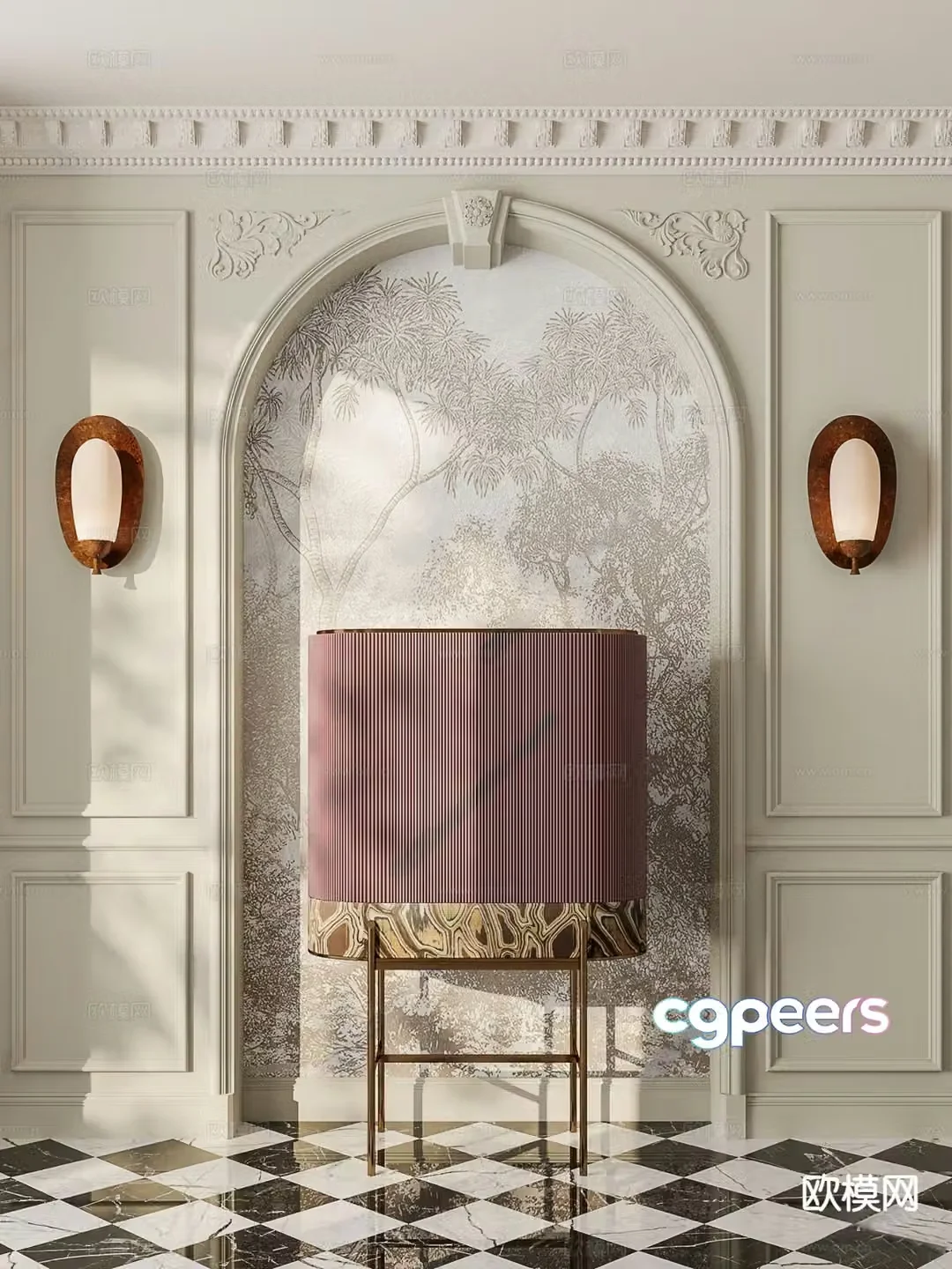 French entrance cabinet 3D model