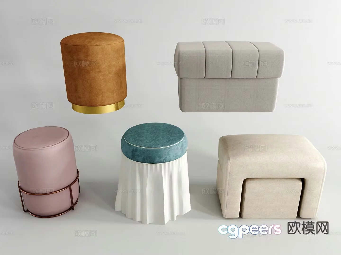 Modern footrest sofa stool round stool stool 3d model