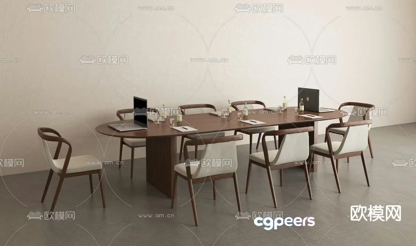 solid wood conference table 3d model