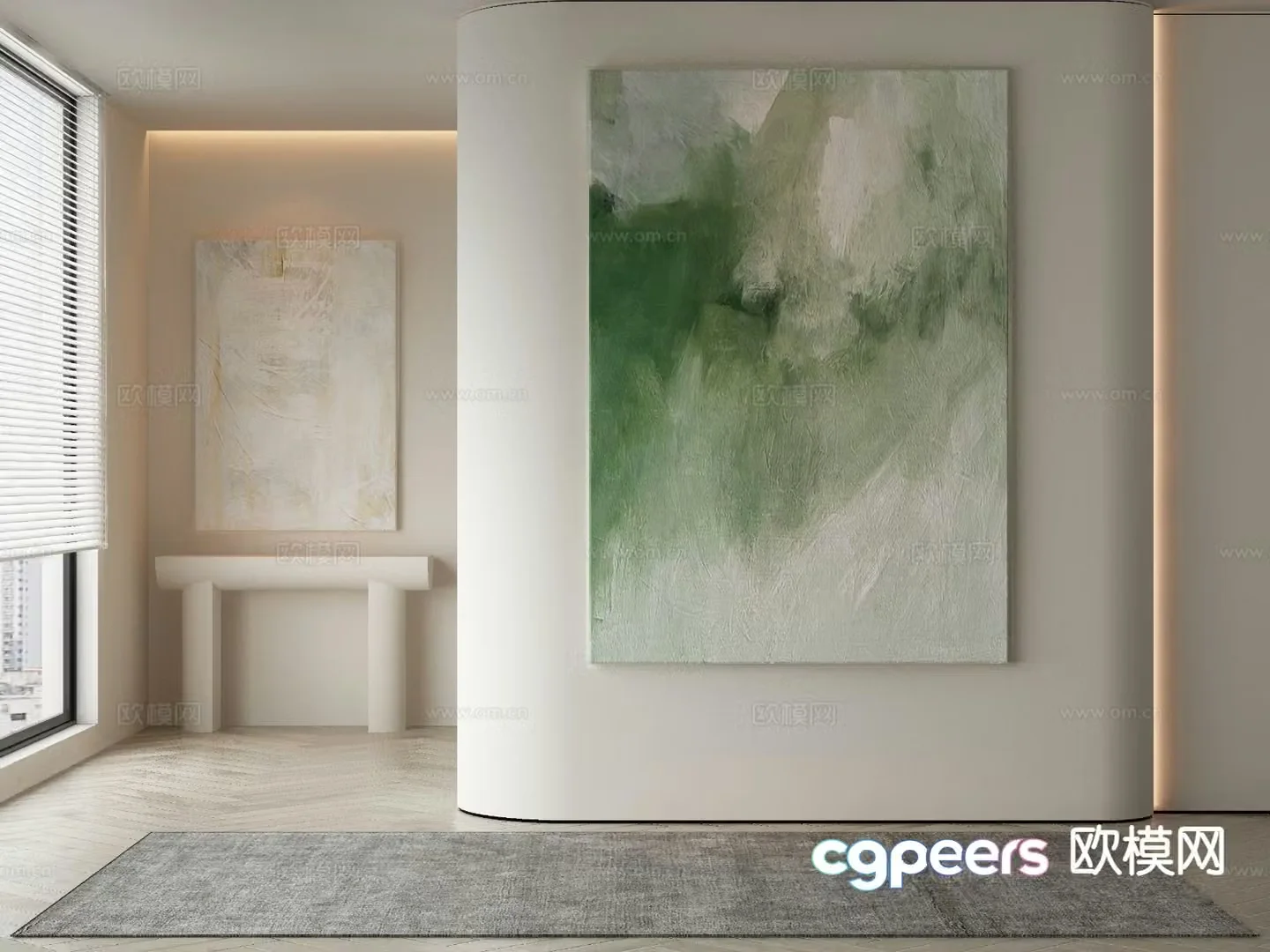 Modern decorative painting gradient color hanging painting 3d model