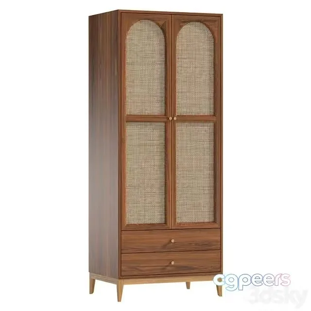 3ds Max Free – Vintage Cocoa Ash Wood Unfixed Wardrobe Closet