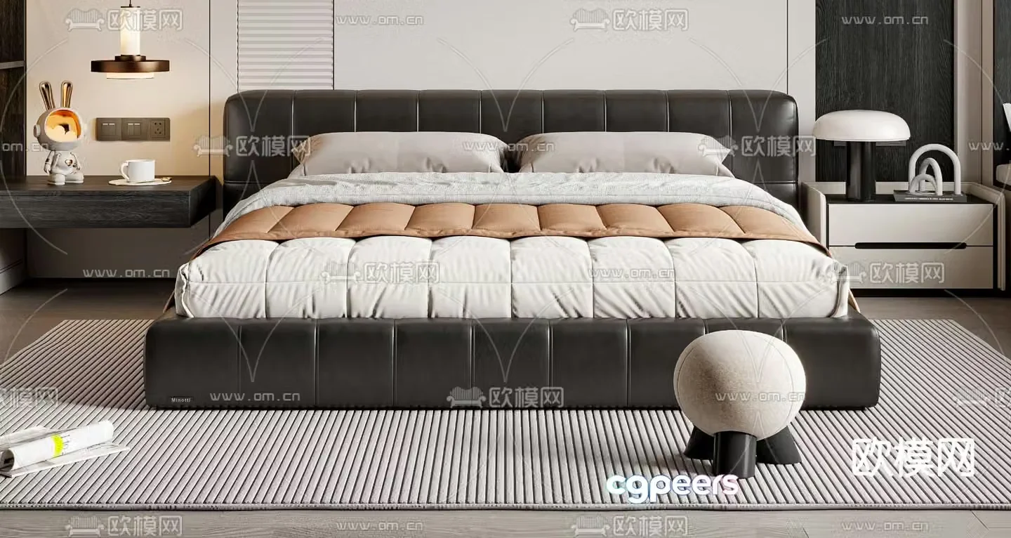 Modern double bed 3d model