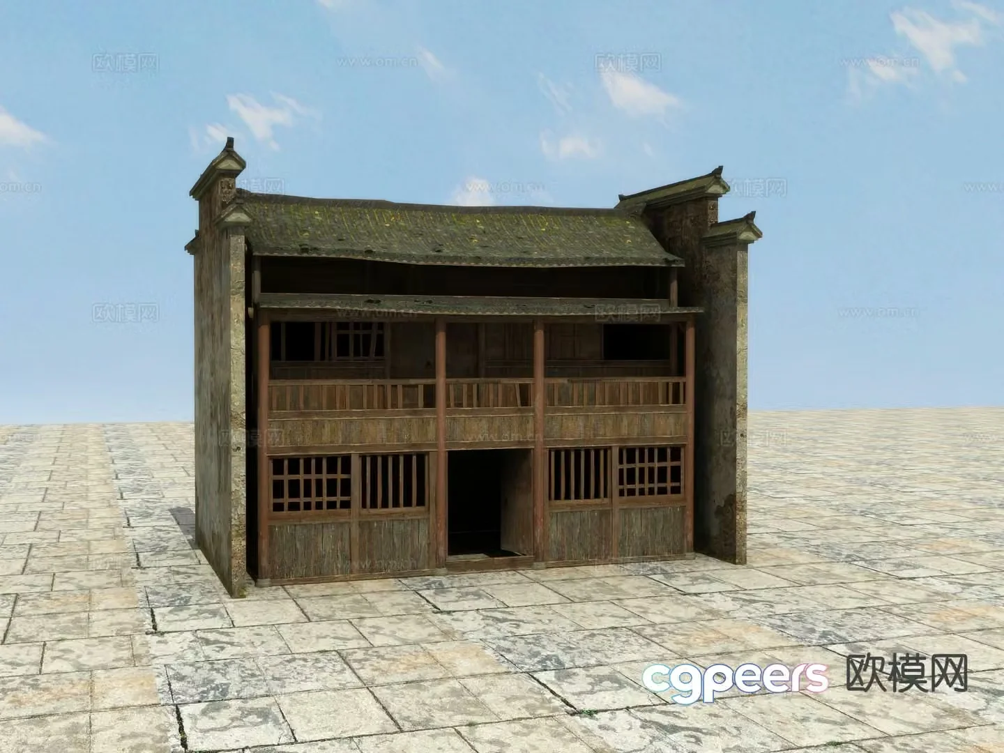 Chinese ancient building tower loft 3d model