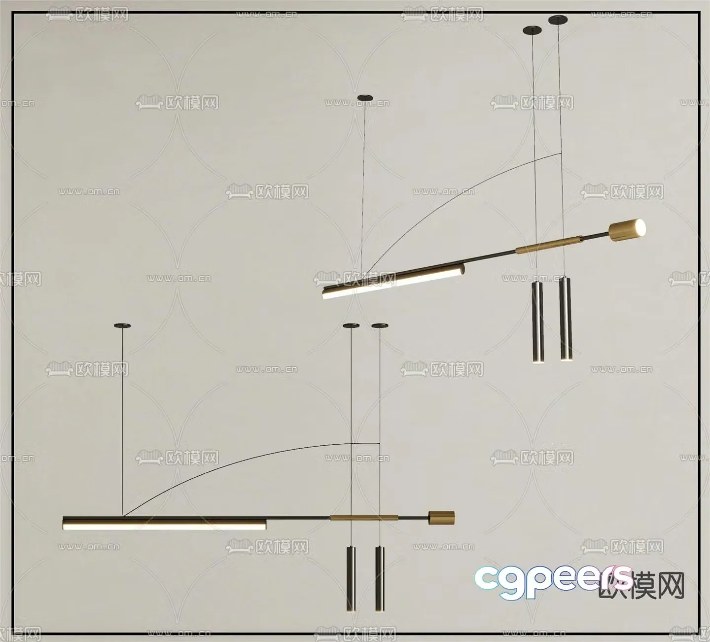 Long chandelier restaurant chandelier 3d model