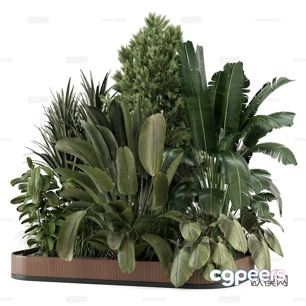 New Chinese style garden green plants pile 3D model