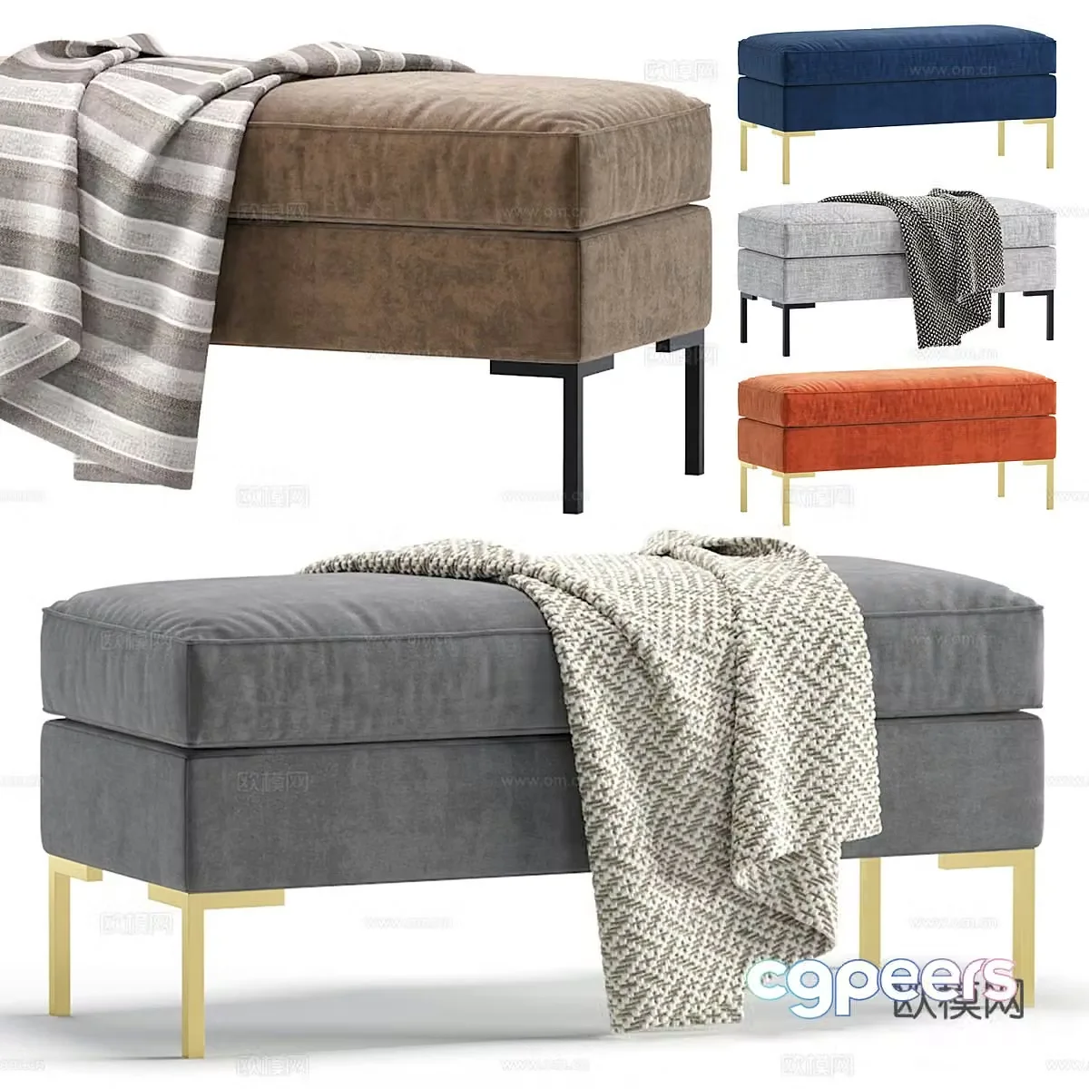 Modern Nordic sofa stool pedal 3D model