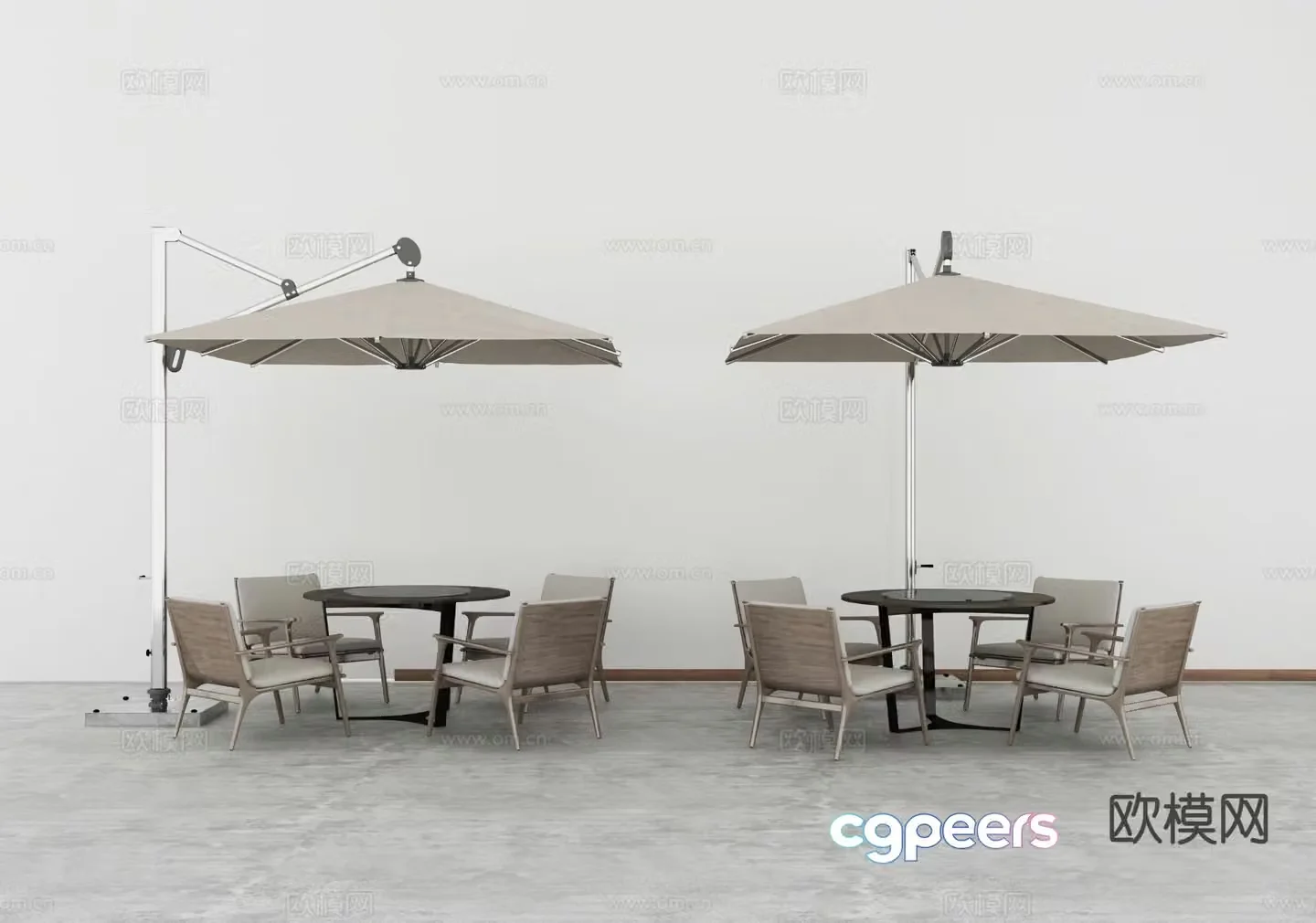 Outdoor table and chairs 3d model