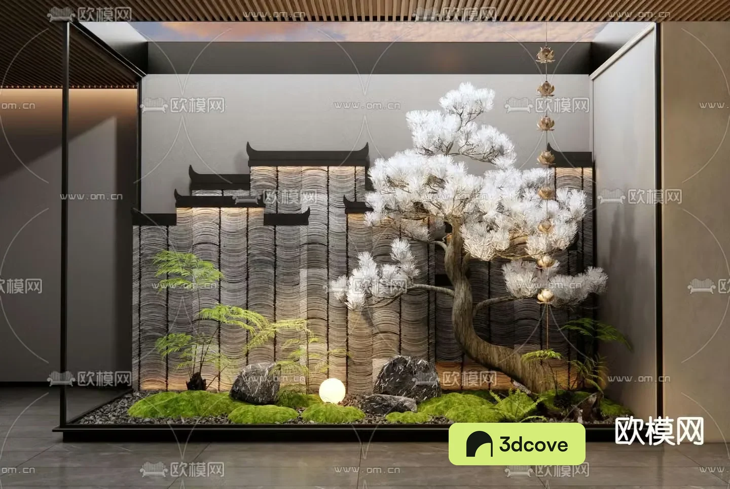 Indoor courtyard sketch landscaping