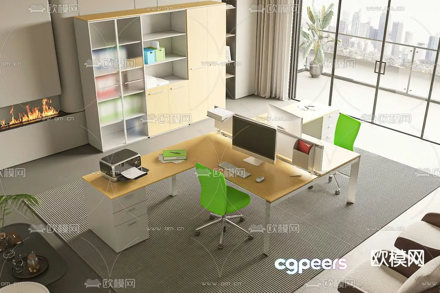 Desk post work station card position 3D model