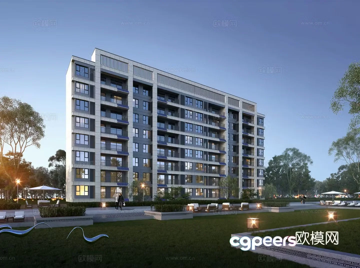 Multi-storey house exterior 3d model