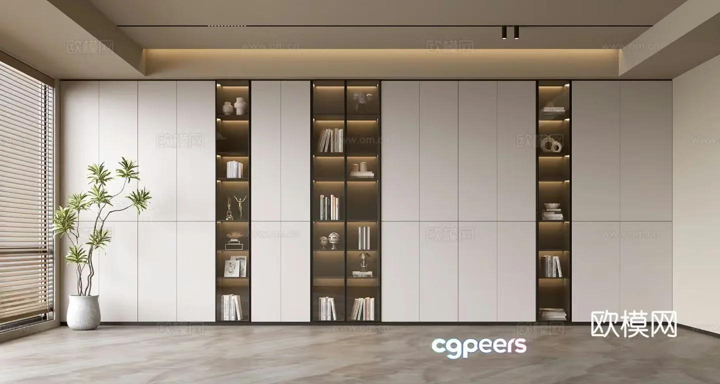 Modern background wall bookcase Living room bookcase Living room background wall Bookcase background wall 3d model