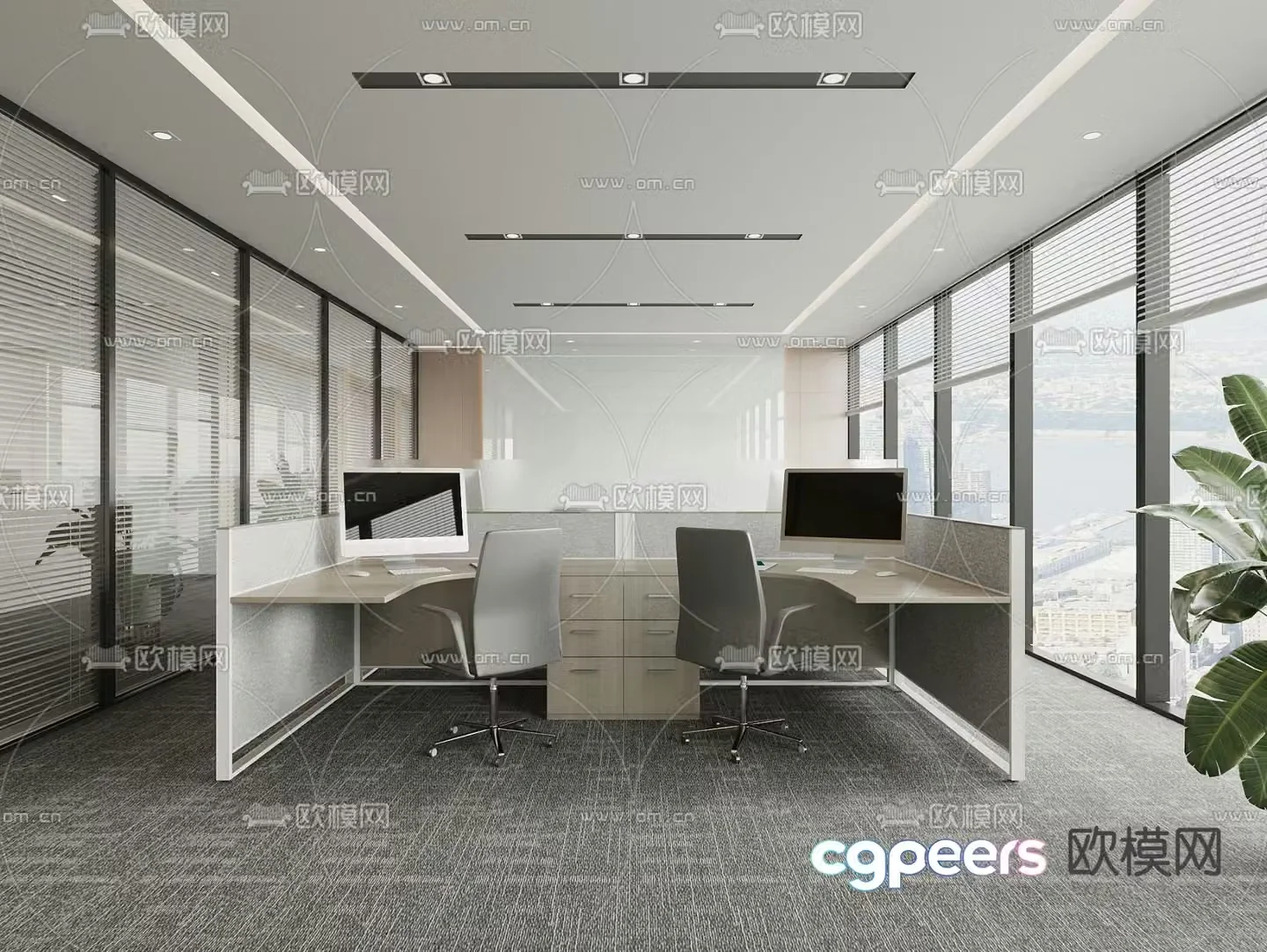 Office desk chair work station card space 3D model