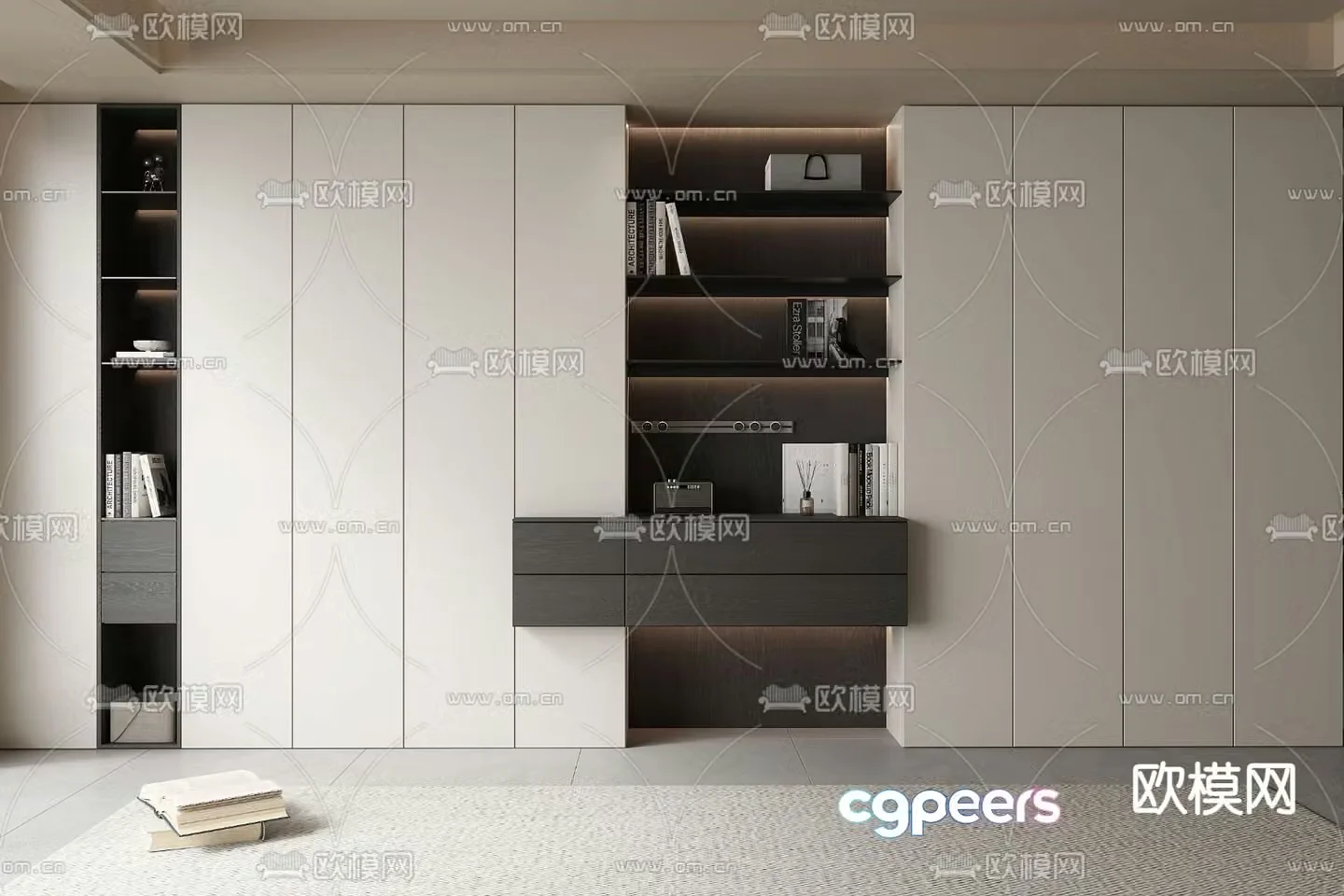 Modern bookcase bookshelf 3d model