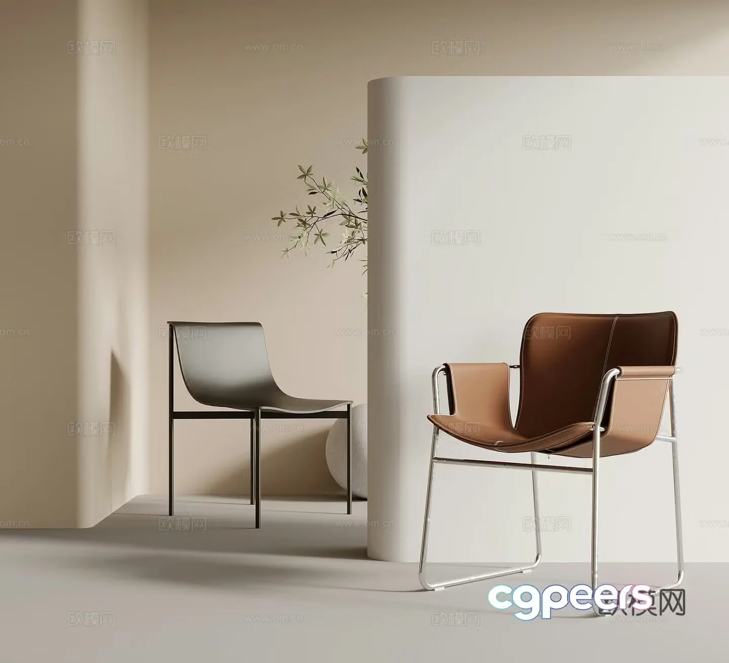 Chair Modern minimalist casual chair Writing chair Dining chair 3d model