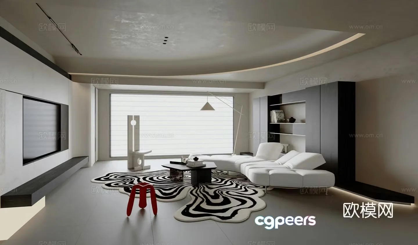 Modern minimalist living room 3d model