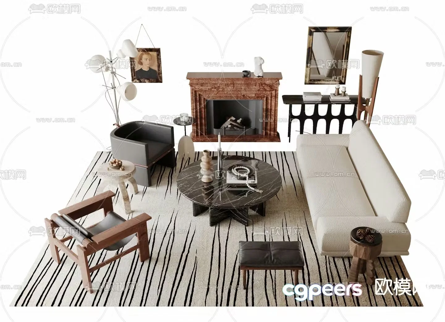 Medieval style modular sofa 3D model