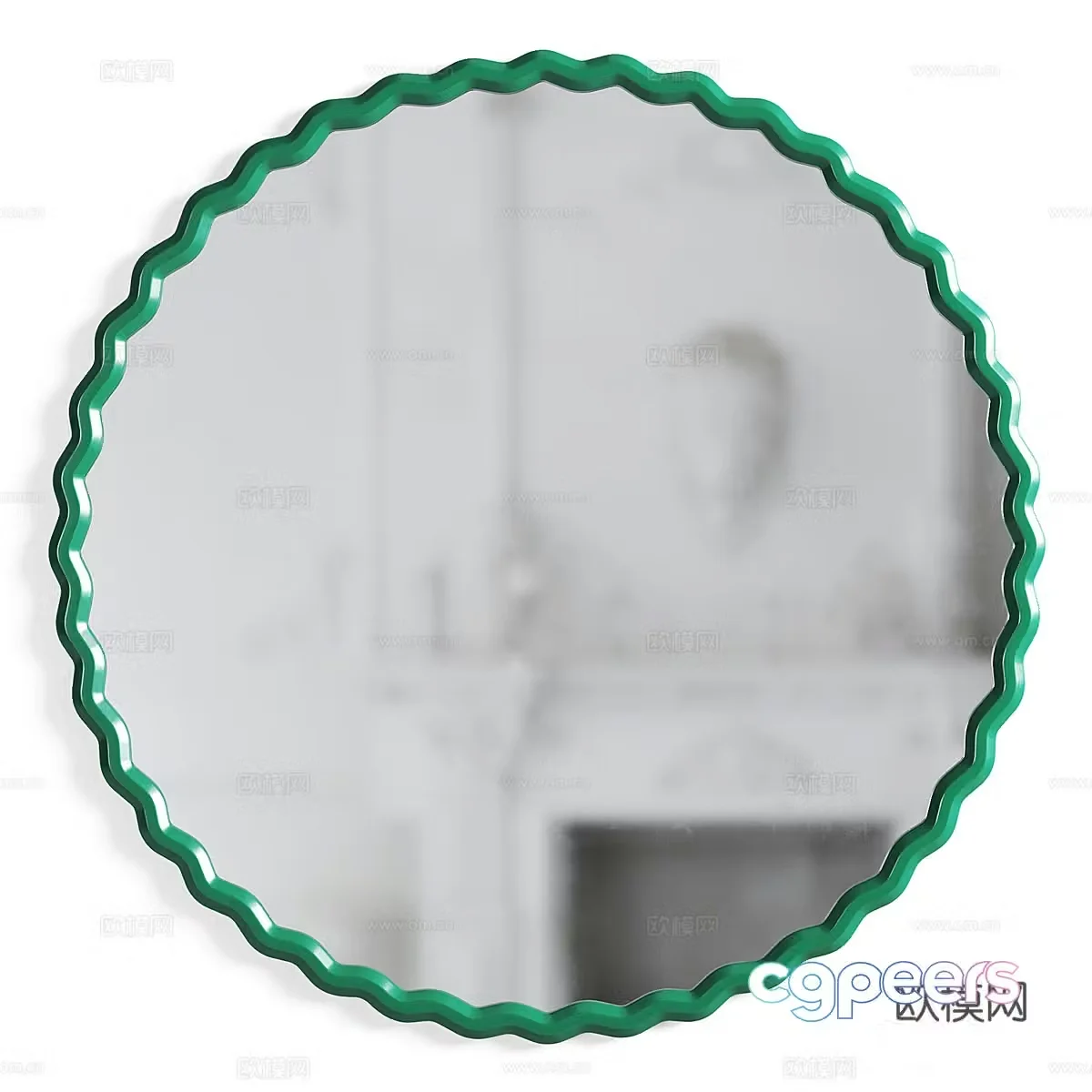 Modern cream style decorative mirror round mirror 3d model