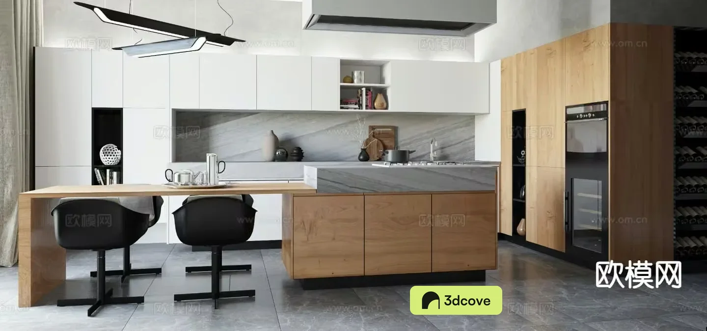 Open kitchen island cabinet