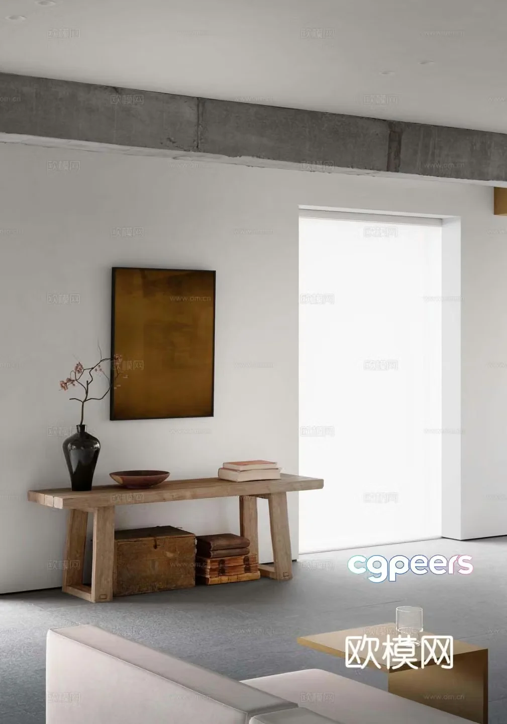 Medieval style decorative painting bench 3d model of viewing platform