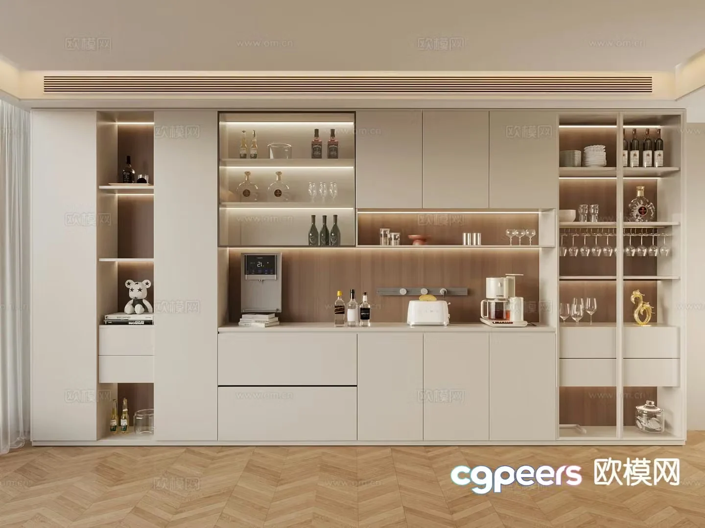 Modern wine cabinet sideboard 3d model