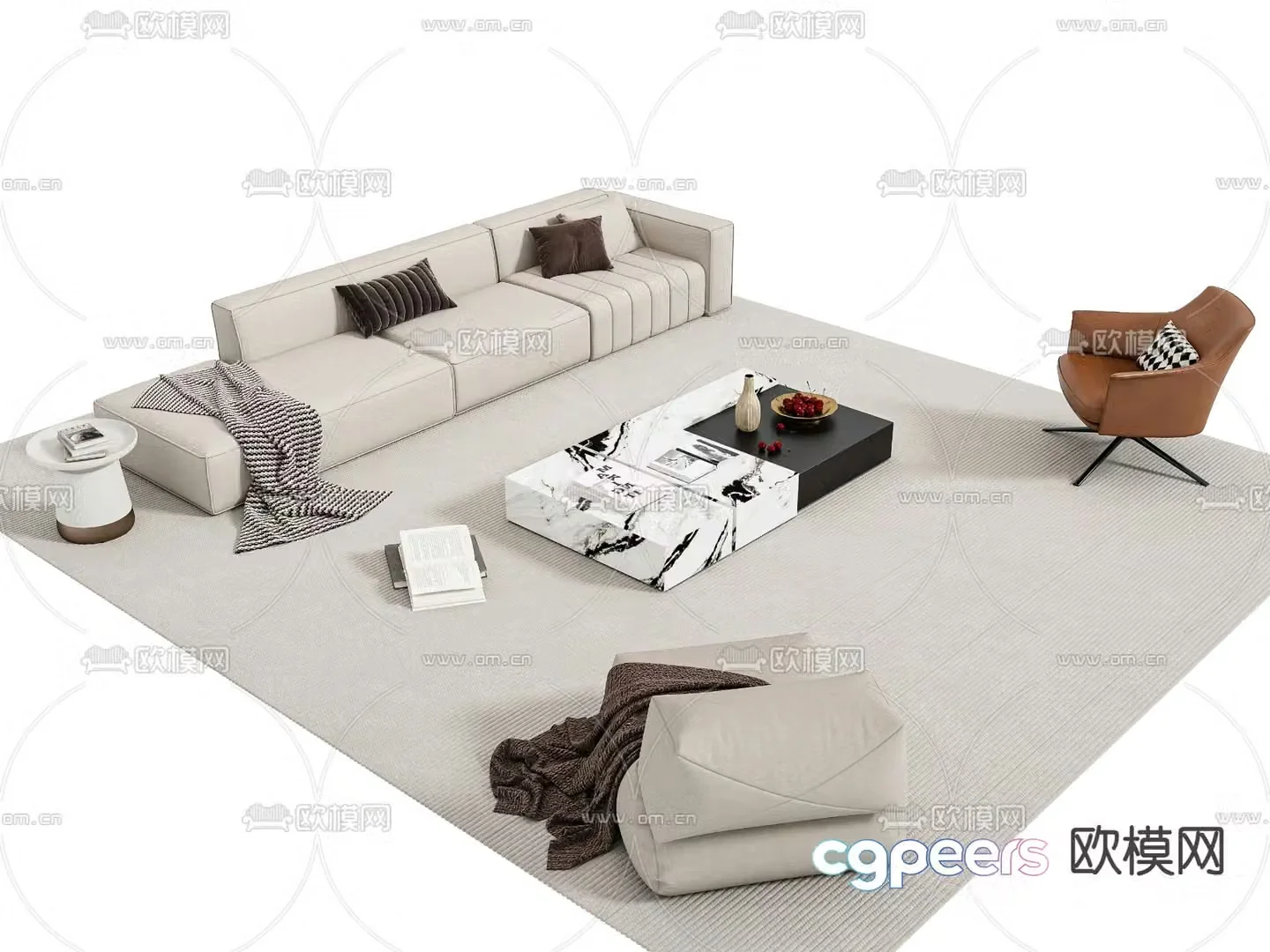 Modern modular sofa leather sofa 3d model