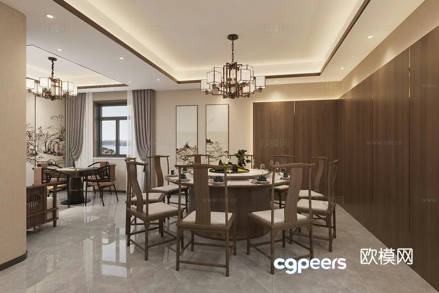 New Chinese restaurant private room 3D model