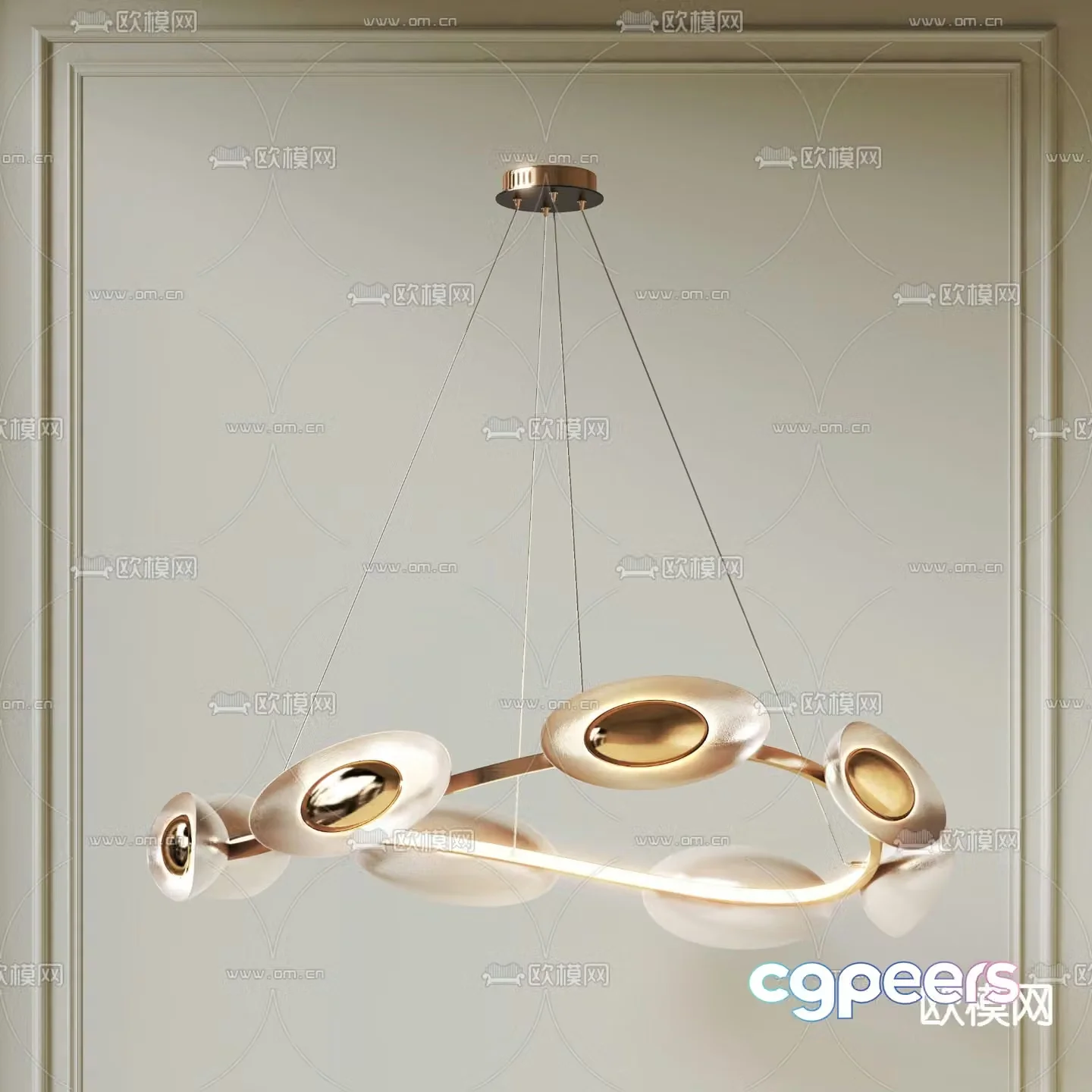 Light luxury chandeliers ring chandeliers 3D model