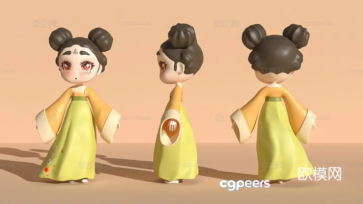 ip character Tang Dynasty ancient style character national trend figure blind box doll 3d model