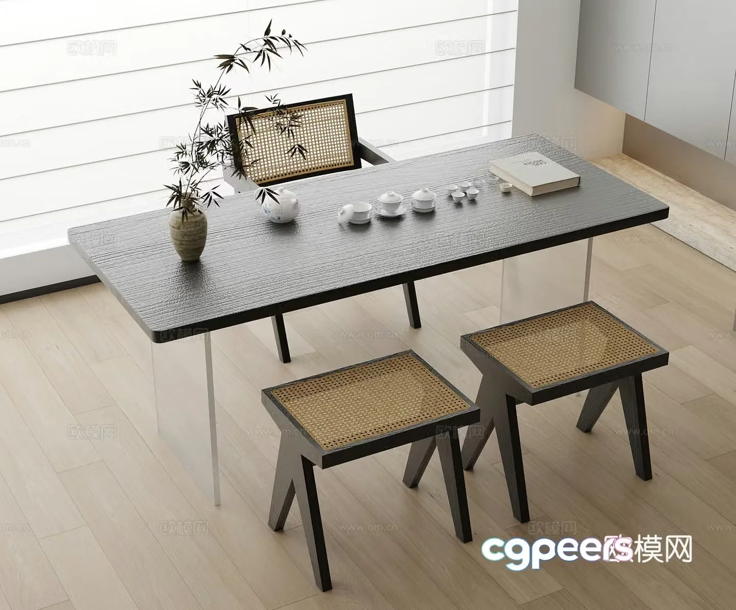 New Chinese tea table and chair 3D model