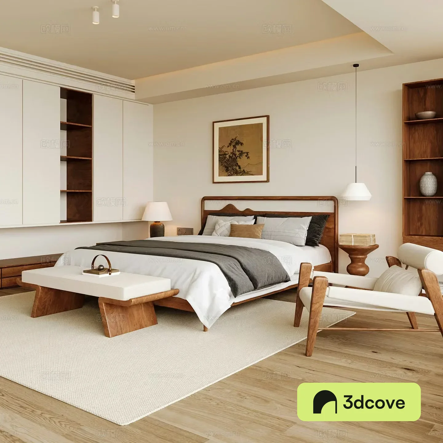 New Chinese style home bedroom Song family aesthetic bedroom Song style bedroom New Chinese style double bed New Chinese