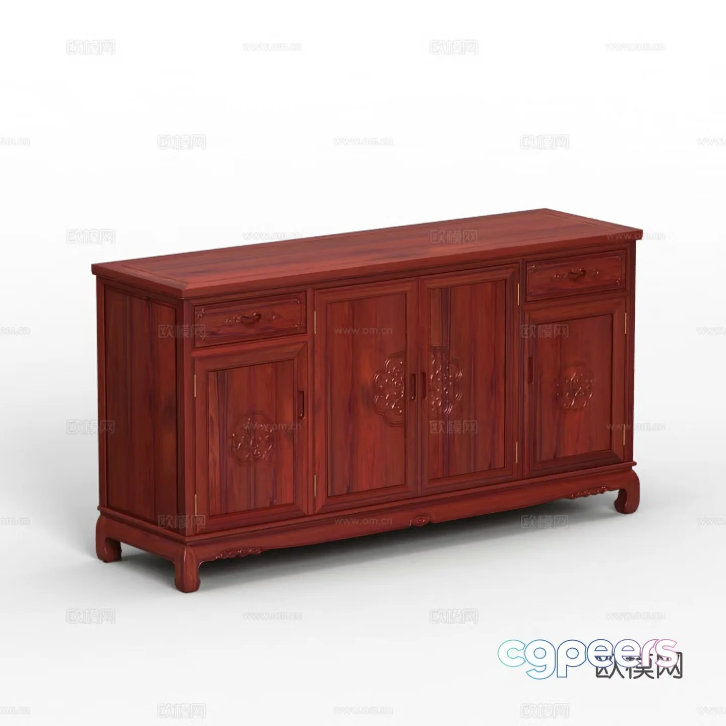 Chinese sideboard carved cabinet door solid wood mahogany 3D model