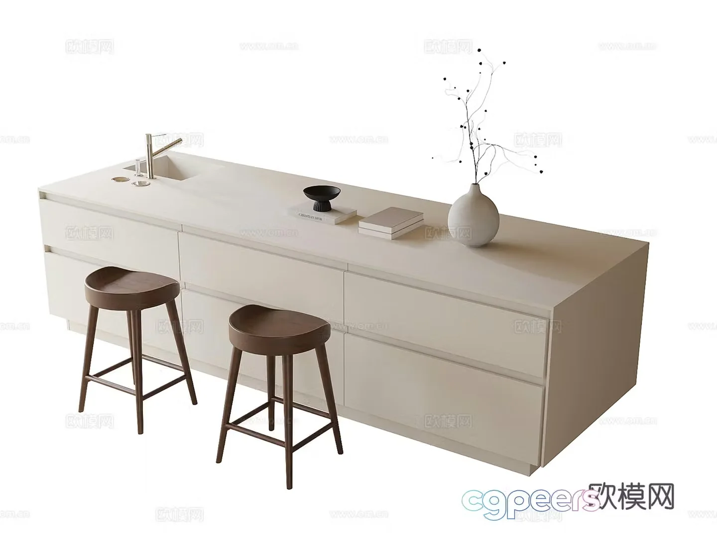 Modern kitchen bar restaurant bar 3d model