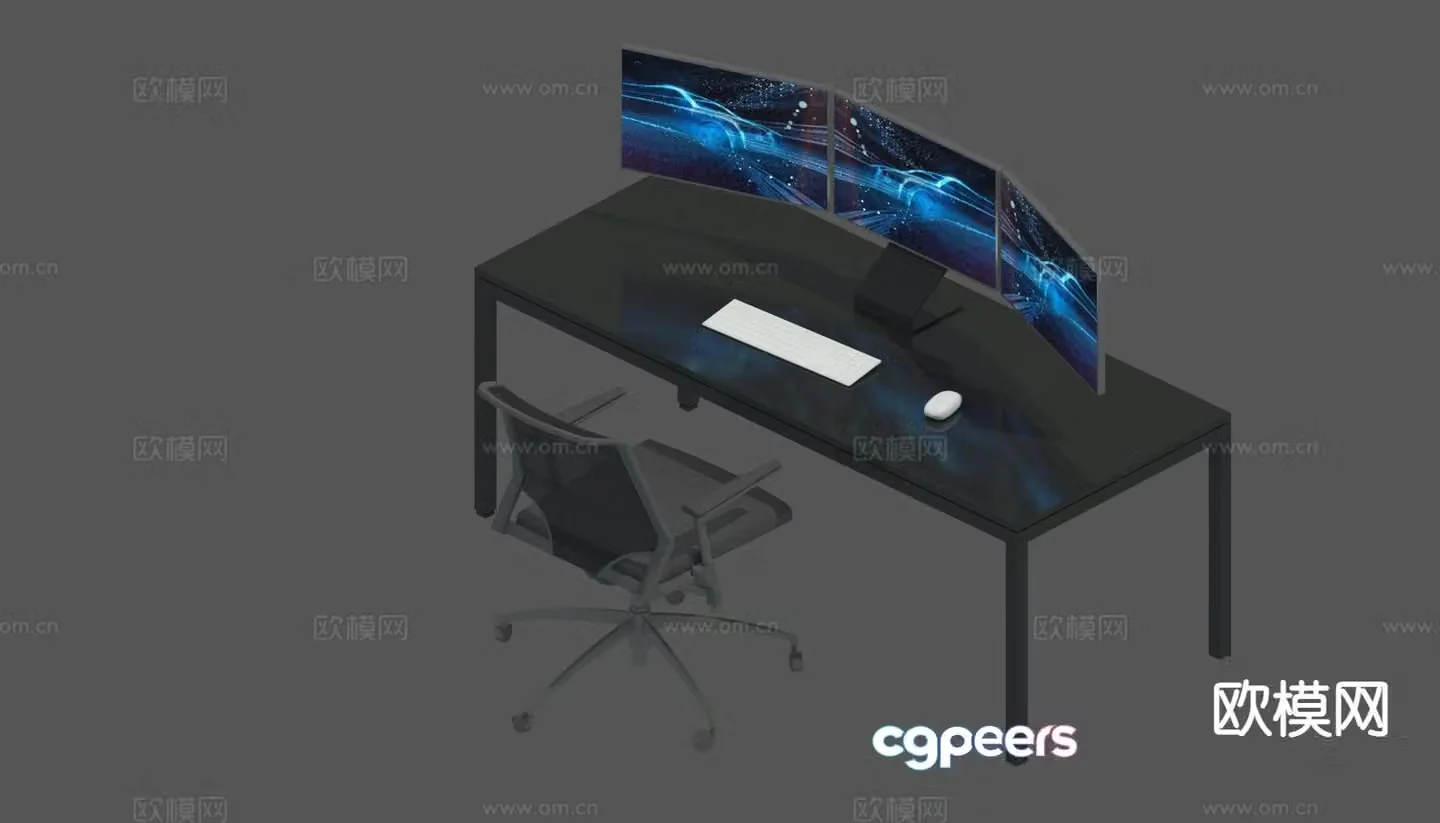 Modern desk computer desk 3d model