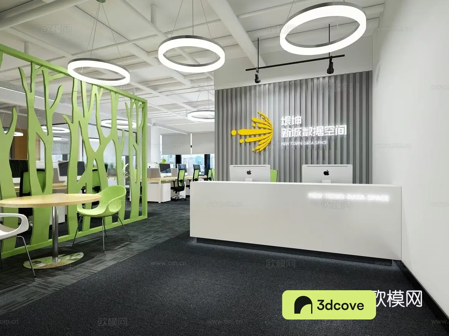 Modern office front desk conference room