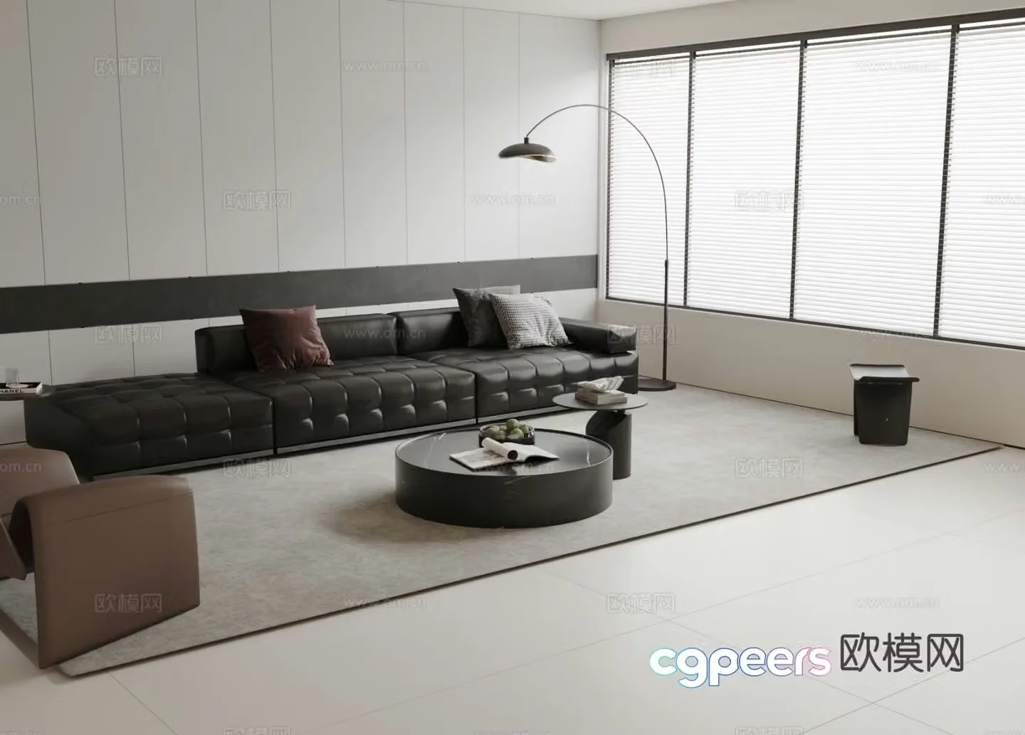 Italian leather sofa modular sofa 3d model