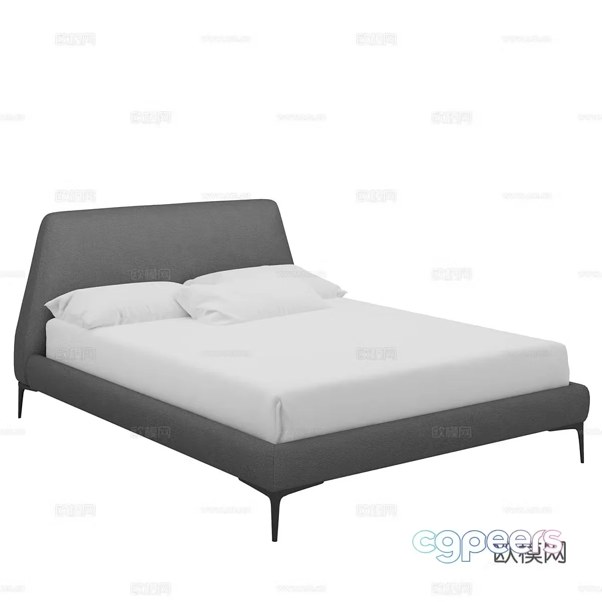 Modern simple double bed Double bed Simple bed Bedroom bed Pillow 3D model