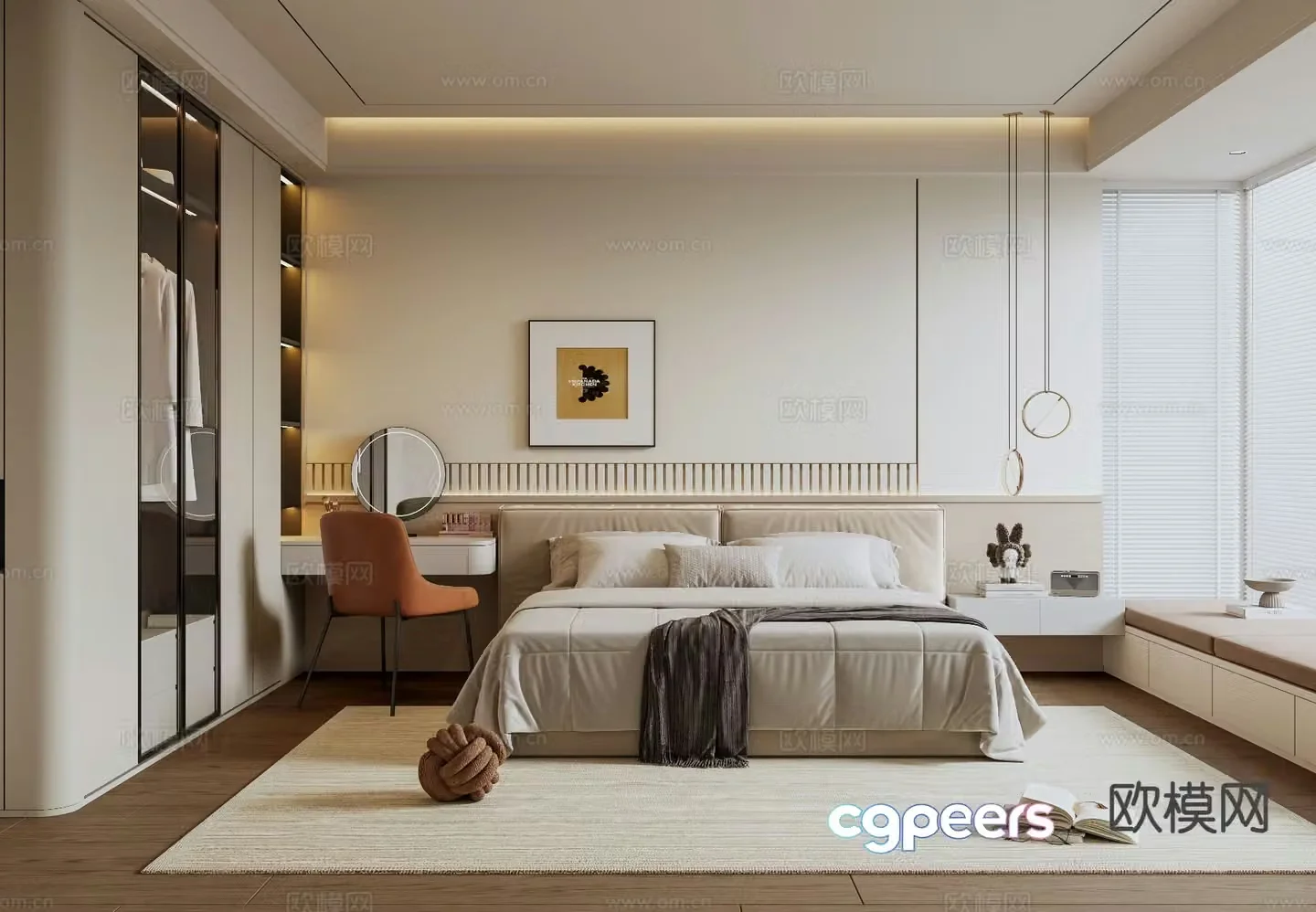 Cream style bedroom master bedroom 3d model